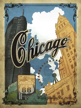 Framed Vintage Chicago Poster Print