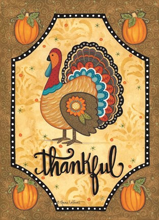 Framed Thankful Turkey Print