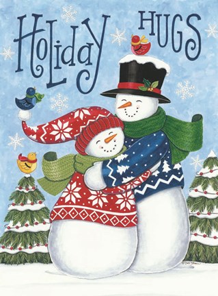 Framed Holiday Hugs Snowmen Print