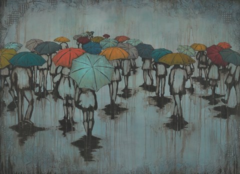 Framed Rainy Day in Blue Print