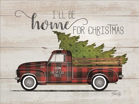 Framed Home for Christmas Vintage Truck Print