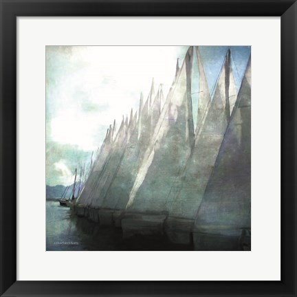 Framed Sailboat Marina I Print