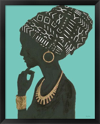 Framed Graceful Majesty II Turquoise Crop Print