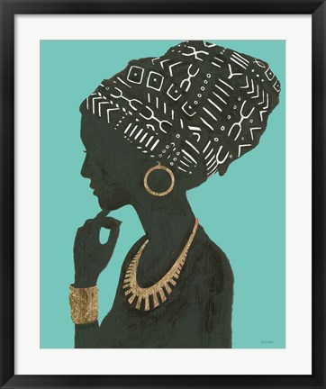 Framed Graceful Majesty II Turquoise Crop Print