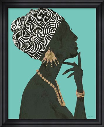 Framed Graceful Majesty I Turquoise Crop Print