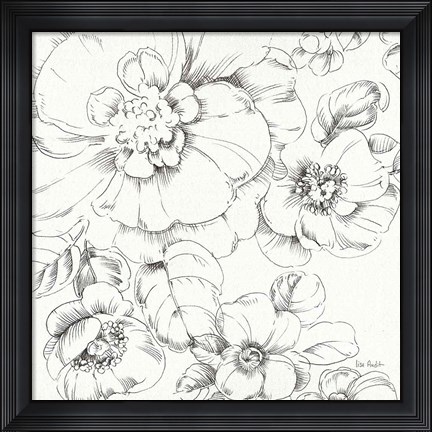 Framed Summer Bloom II BW Print