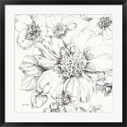 Framed Summer Bloom III BW Print