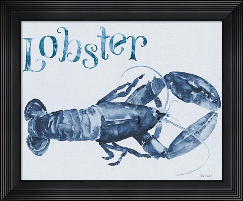 Framed Beach House Kitchen Blue Lobster Print