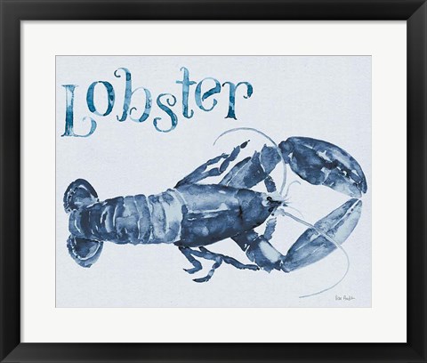 Framed Beach House Kitchen Blue Lobster Print