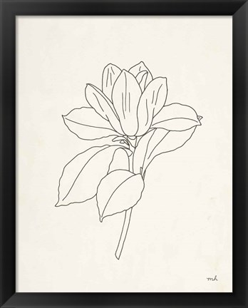 Framed Magnolia Line Drawing Print