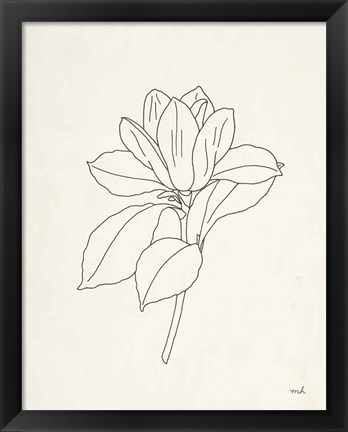 Framed Magnolia Line Drawing Print