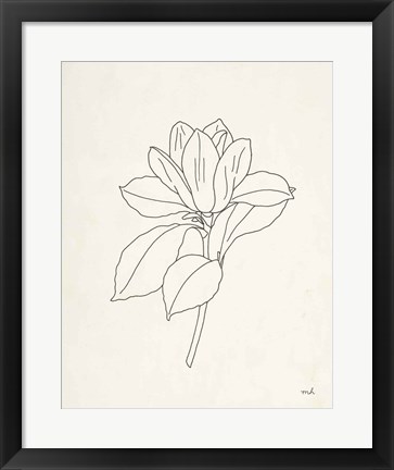 Framed Magnolia Line Drawing Print