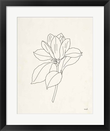 Framed Magnolia Line Drawing Print