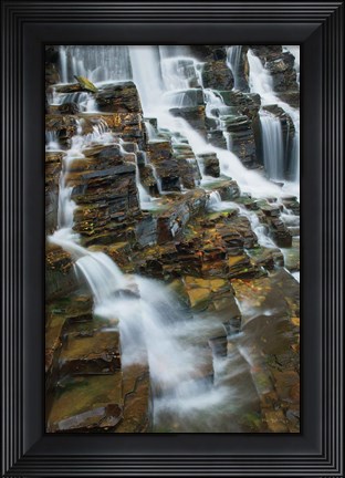 Framed Falls on McDonald Creek color Print