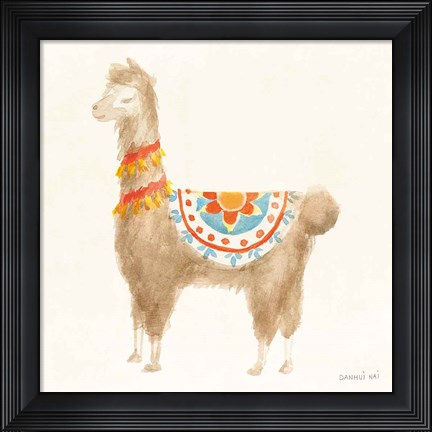 Framed Festive Llama IV Print