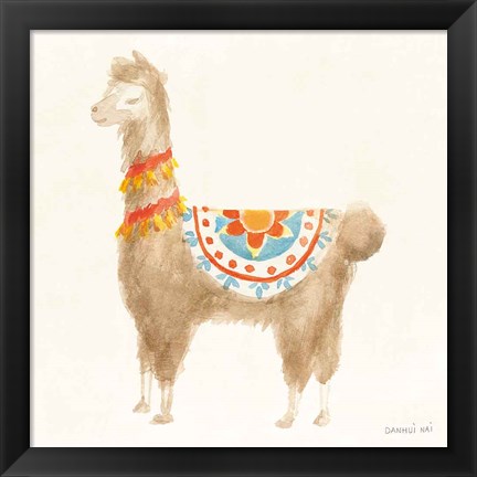 Framed Festive Llama IV Print