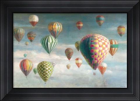 Framed Hot Air Balloons with Pink Crop Print