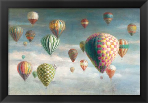 Framed Hot Air Balloons with Pink Crop Print