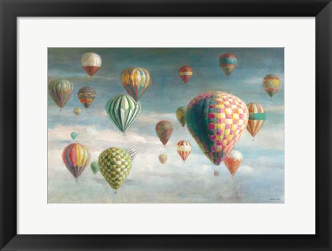 Framed Hot Air Balloons with Pink Crop Print