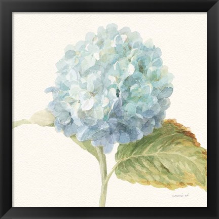 Framed Floursack Florals V - Blue Hydrangea Crop Print