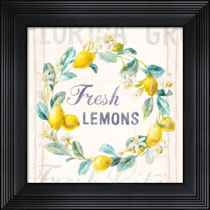 Framed Floursack Lemon V Bright Print