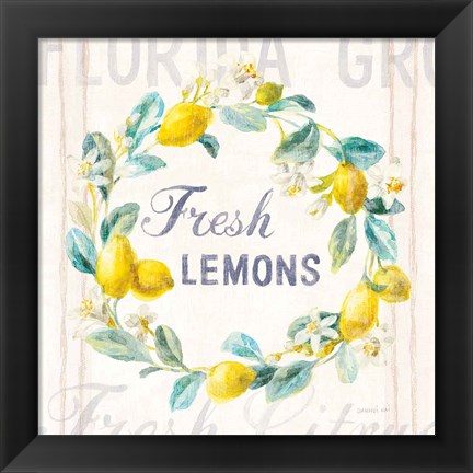 Framed Floursack Lemon V Bright Print