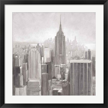 Framed Manhattan in the Mist Gray Print