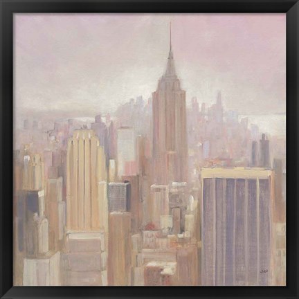 Framed Manhattan in the Mist v2 Print