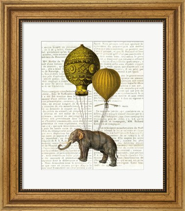 Framed Elephant Ride II v2 Newsprint Print