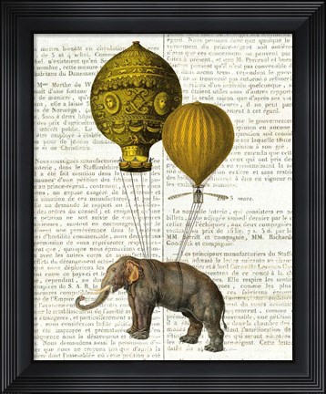 Framed Elephant Ride II v2 Newsprint Print