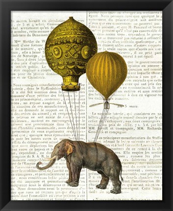 Framed Elephant Ride II v2 Newsprint Print