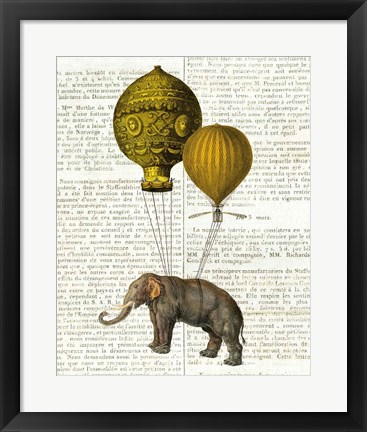 Framed Elephant Ride II v2 Newsprint Print