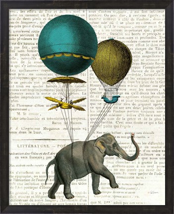Framed Elephant Ride I v2 Newsprint Print
