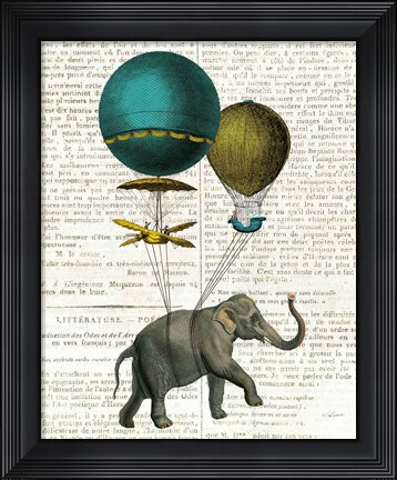 Framed Elephant Ride I v2 Newsprint Print