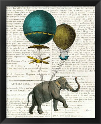 Framed Elephant Ride I v2 Newsprint Print