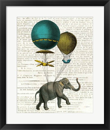 Framed Elephant Ride I v2 Newsprint Print