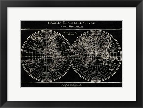 Framed Map of the World Black Print