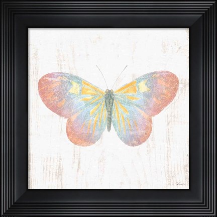Framed White Barn Butterflies I Print