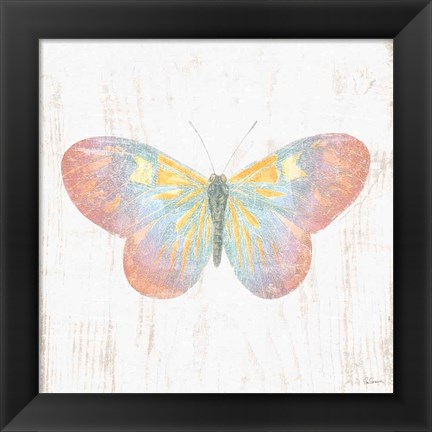 Framed White Barn Butterflies I Print