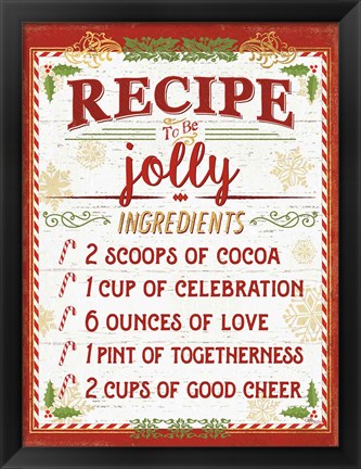 Framed Holiday Recipe III Script Print