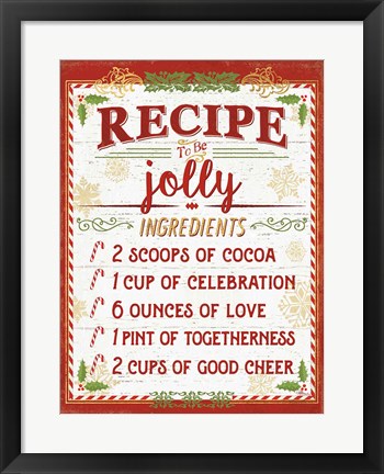 Framed Holiday Recipe III Script Print