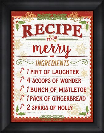 Framed Holiday Recipe IV Script Print