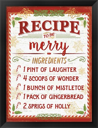 Framed Holiday Recipe IV Script Print