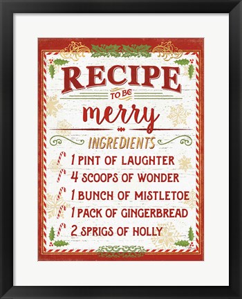 Framed Holiday Recipe IV Script Print