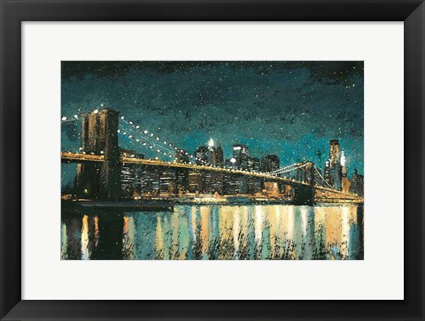 Framed Bright City Lights Teal Print