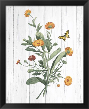 Framed Botanical Bouquet on Wood IV Print