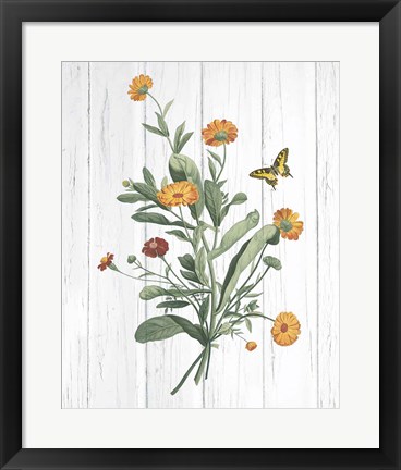 Framed Botanical Bouquet on Wood IV Print