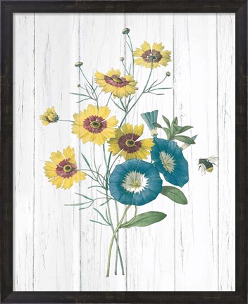 Framed Botanical Bouquet on Wood II Print