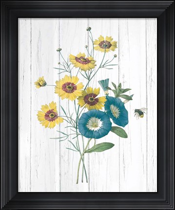 Framed Botanical Bouquet on Wood II Print