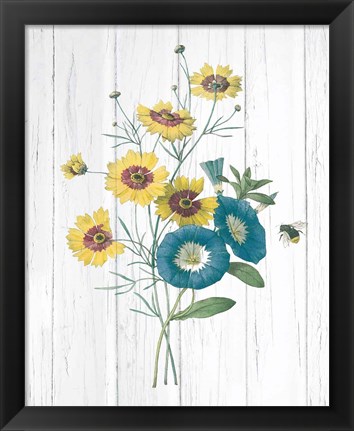 Framed Botanical Bouquet on Wood II Print